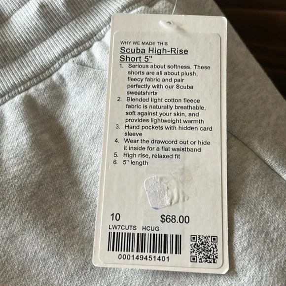 Lululemon Gray Scuba 5in Swear Shorts size 10 NWT - Picture 2 of 2